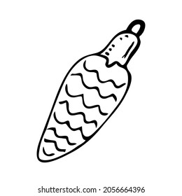 Toy bump vector clipart. Hand-drawn cute doodle Christmas tree decoration, Christmas illustration