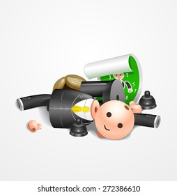 Toy businessman unassembled parts