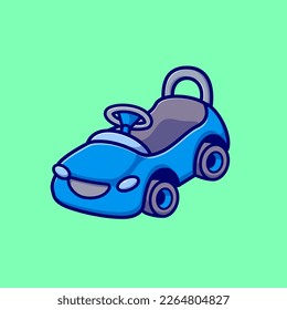 Toy Car Cartoon Vector Icon Illustration. Transportation Object Icon Concept Isolated Premium Vector. Flat Cartoon Style