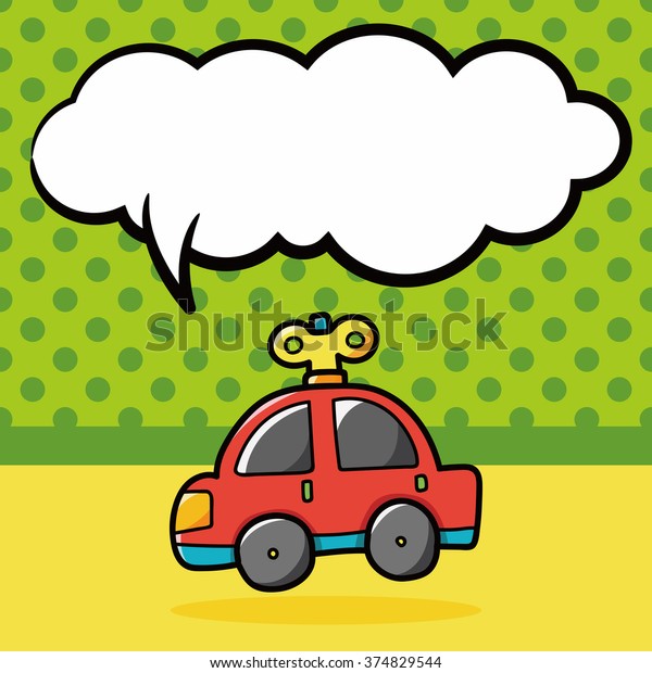 toy car doodle, speech\
bubble
