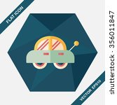 toy car flat icon with long shadow