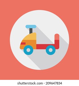 toy car flat icon with long shadow