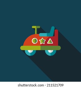 toy car flat icon with long shadow