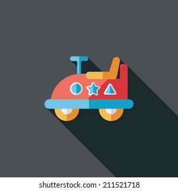 toy car flat icon with long shadow