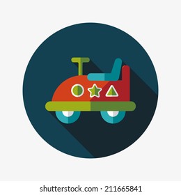 toy car flat icon with long shadow