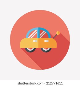 toy car flat icon with long shadow