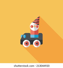 toy car flat icon with long shadow