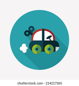 toy car flat icon with long shadow