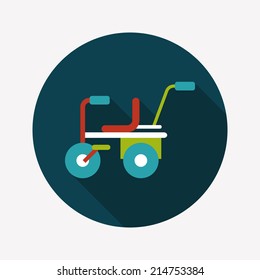 toy car flat icon with long shadow