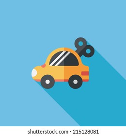 toy car flat icon with long shadow