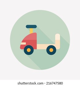 toy car flat icon with long shadow