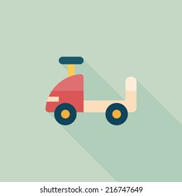toy car flat icon with long shadow