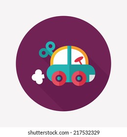 toy car flat icon with long shadow