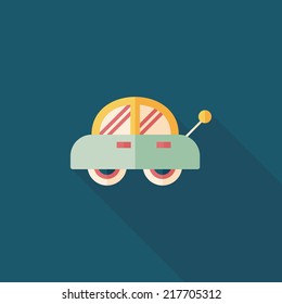 toy car flat icon with long shadow