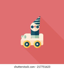 toy car flat icon with long shadow