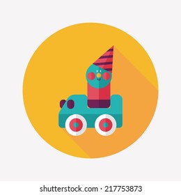 toy car flat icon with long shadow
