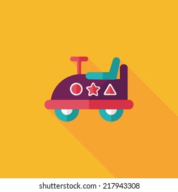 toy car flat icon with long shadow