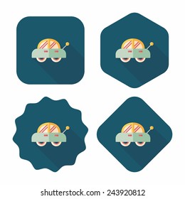 toy car flat icon with long shadow