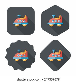 toy car flat icon with long shadow