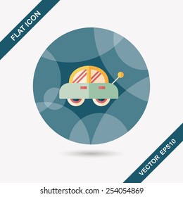 toy car flat icon with long shadow