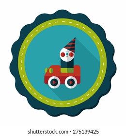 toy car flat icon with long shadow