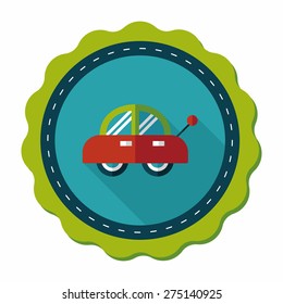 toy car flat icon with long shadow