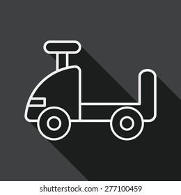 toy car flat icon with long shadow, line icon