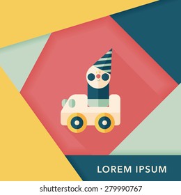 toy car flat icon with long shadow