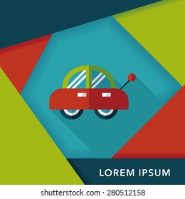toy car flat icon with long shadow