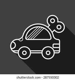 toy car flat icon with long shadow, line icon
