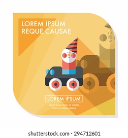 toy car flat icon with long shadow