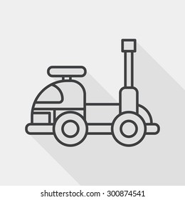 toy car flat icon with long shadow, line icon