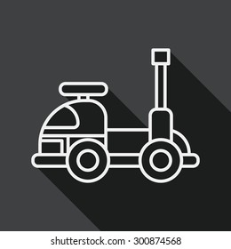 toy car flat icon with long shadow, line icon