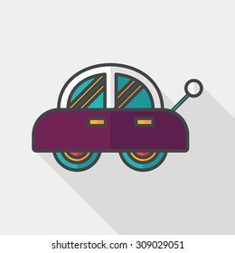 toy car flat icon with long shadow
