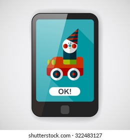 toy car flat icon with long shadow