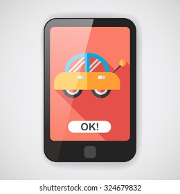 toy car flat icon with long shadow