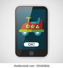 toy car flat icon with long shadow