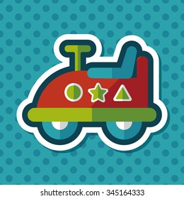 toy car flat icon with long shadow