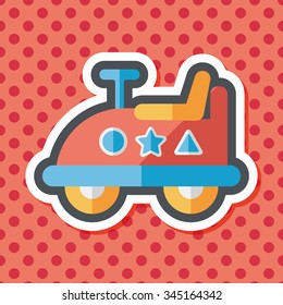 toy car flat icon with long shadow