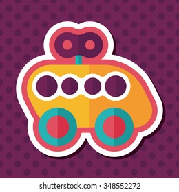 toy car flat icon with long shadow