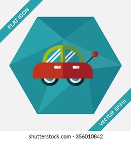 toy car flat icon with long shadow