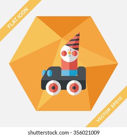 toy car flat icon with long shadow