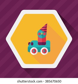 toy car flat icon with long shadow