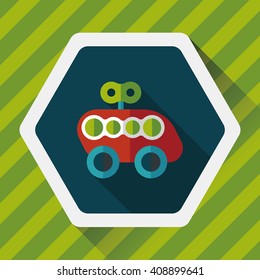 toy car flat icon with long shadow