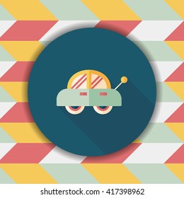 toy car flat icon with long shadow