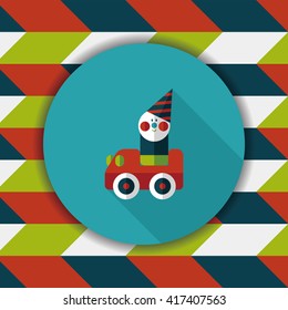 toy car flat icon with long shadow