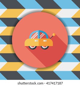 toy car flat icon with long shadow