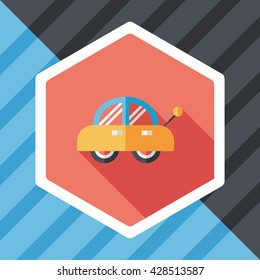 toy car flat icon with long shadow