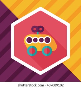 toy car flat icon with long shadow
