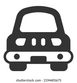 Toy car front view - icon, illustration on white background, glyph style